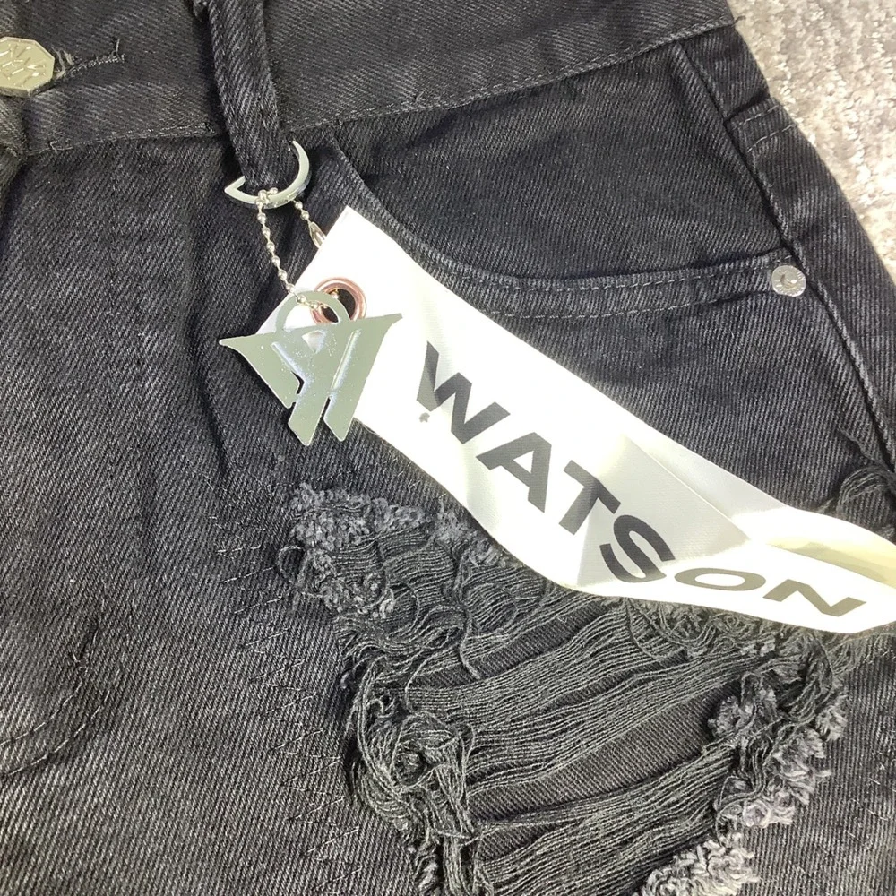 Watson Denim Mens 32 x‎ 29 Black Distressed Embroidered Graphic Jeans NWT